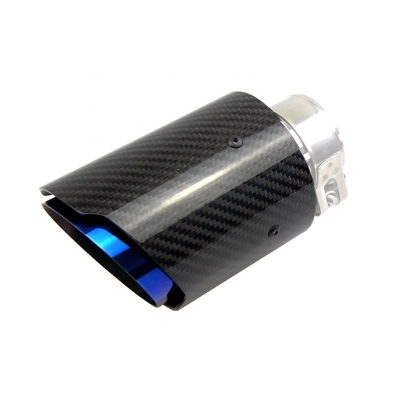 Glossy Decoration Twill Carbon Fiber Exhaust Tip Burnt Stainless Steel Muffler Tip Blue Tail Pipe For BMW BENZ AUDI Car Accessories